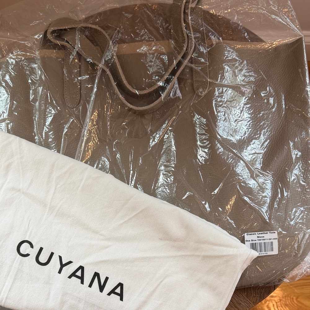 Cuyana Taupe Leather Tote